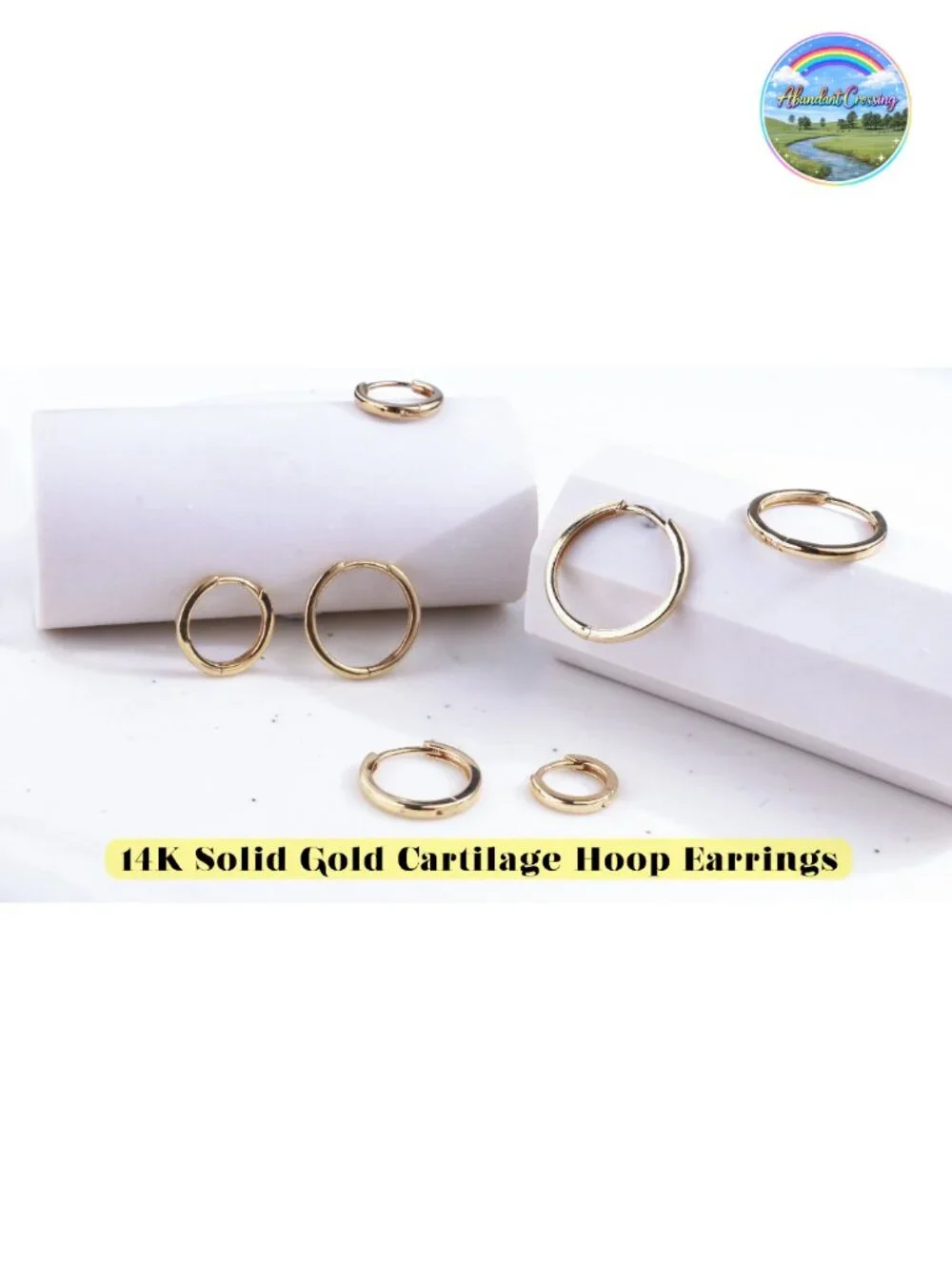 14K Gold Tiny Huggie Hoop Earrings 6-12mm Hypoallergenic Sleeper Hoops Solid